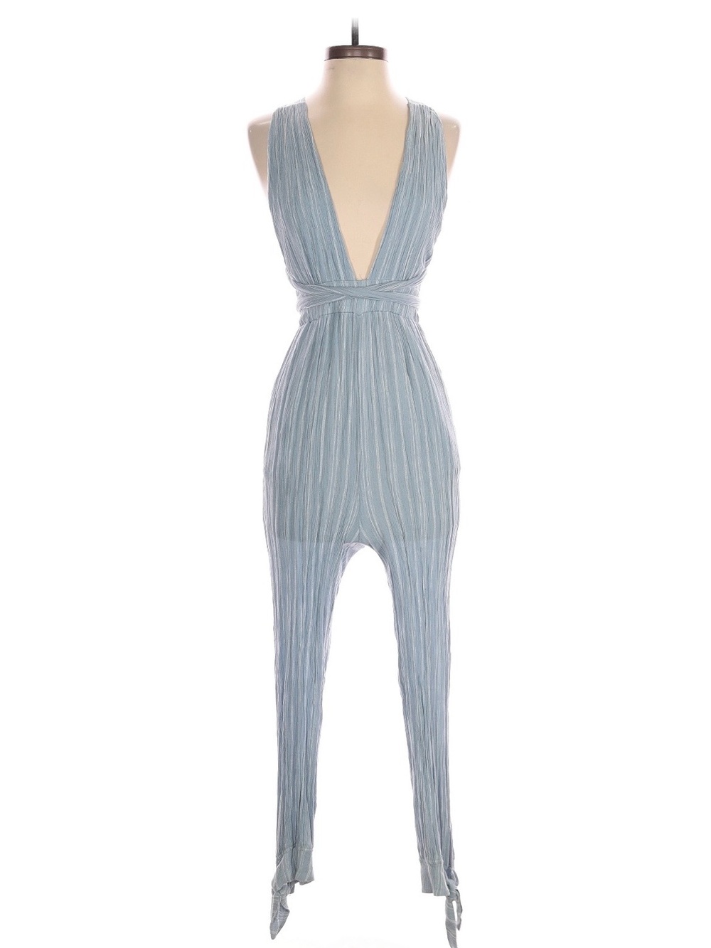 Skylar + Madison Pale Blue Textured Jumpsuit
